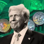 American Crypto Association regulatory news concept showing US flag and gavel on blockchain documents symbolizing OCC victory