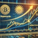 Bitcoin price chart showing the 50-week and 200-week moving averages forming a Golden Cross signal.