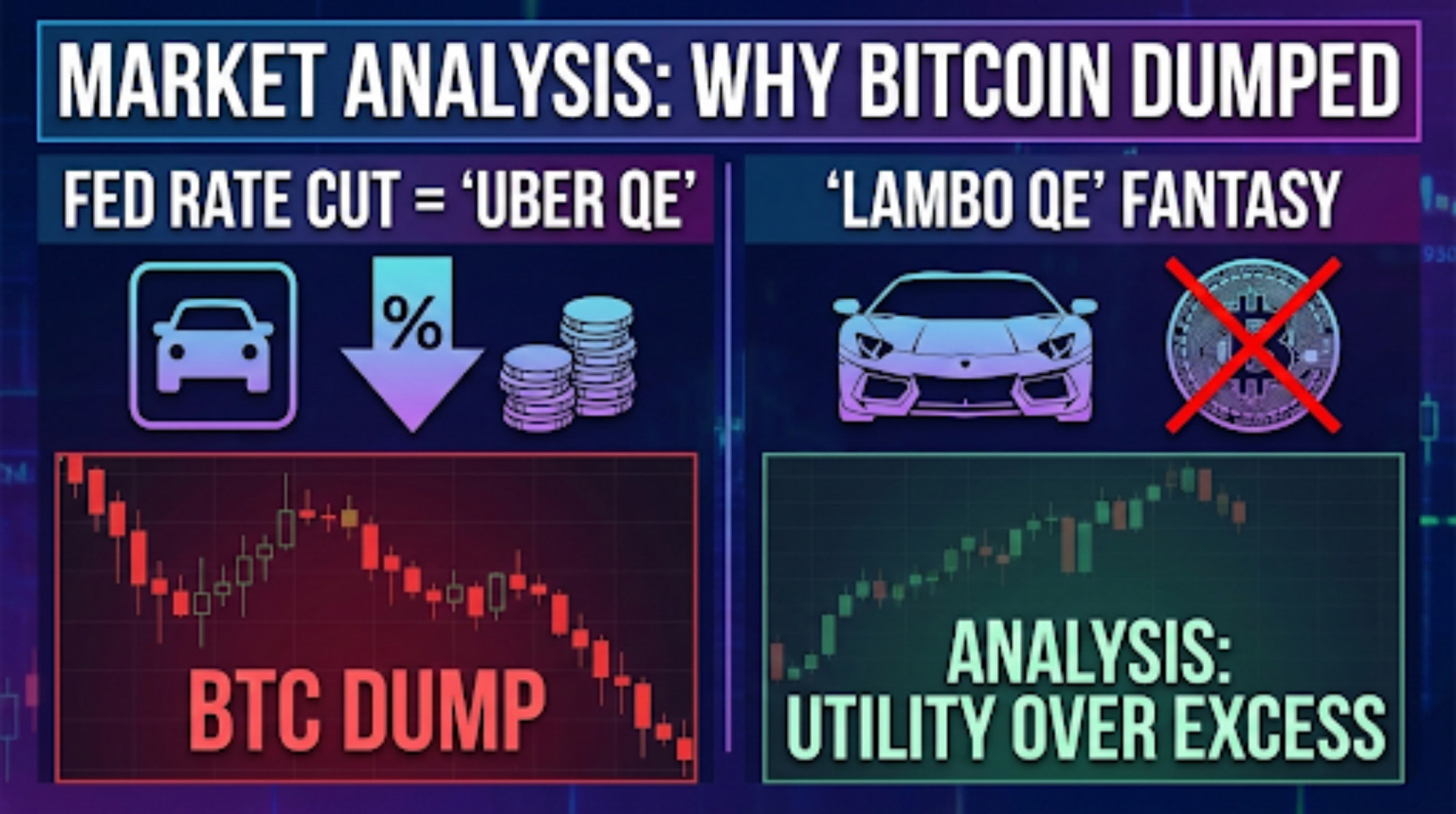Why Bitcoin price dropped after Fed rate cut chart showing liquidity management vs QE difference