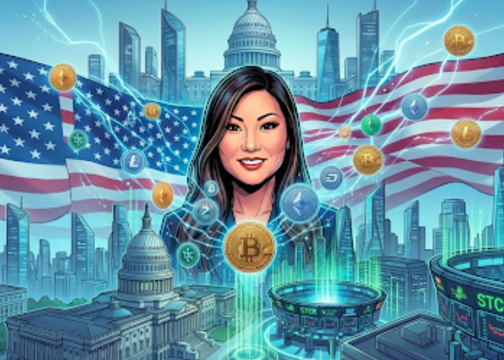 CFTC Acting Chairman Caroline Pham announcement spot crypto trading regulated exchanges US flag background