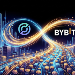 Circle USDC and Bybit partnership announcement graphic with digital liquidity streams
