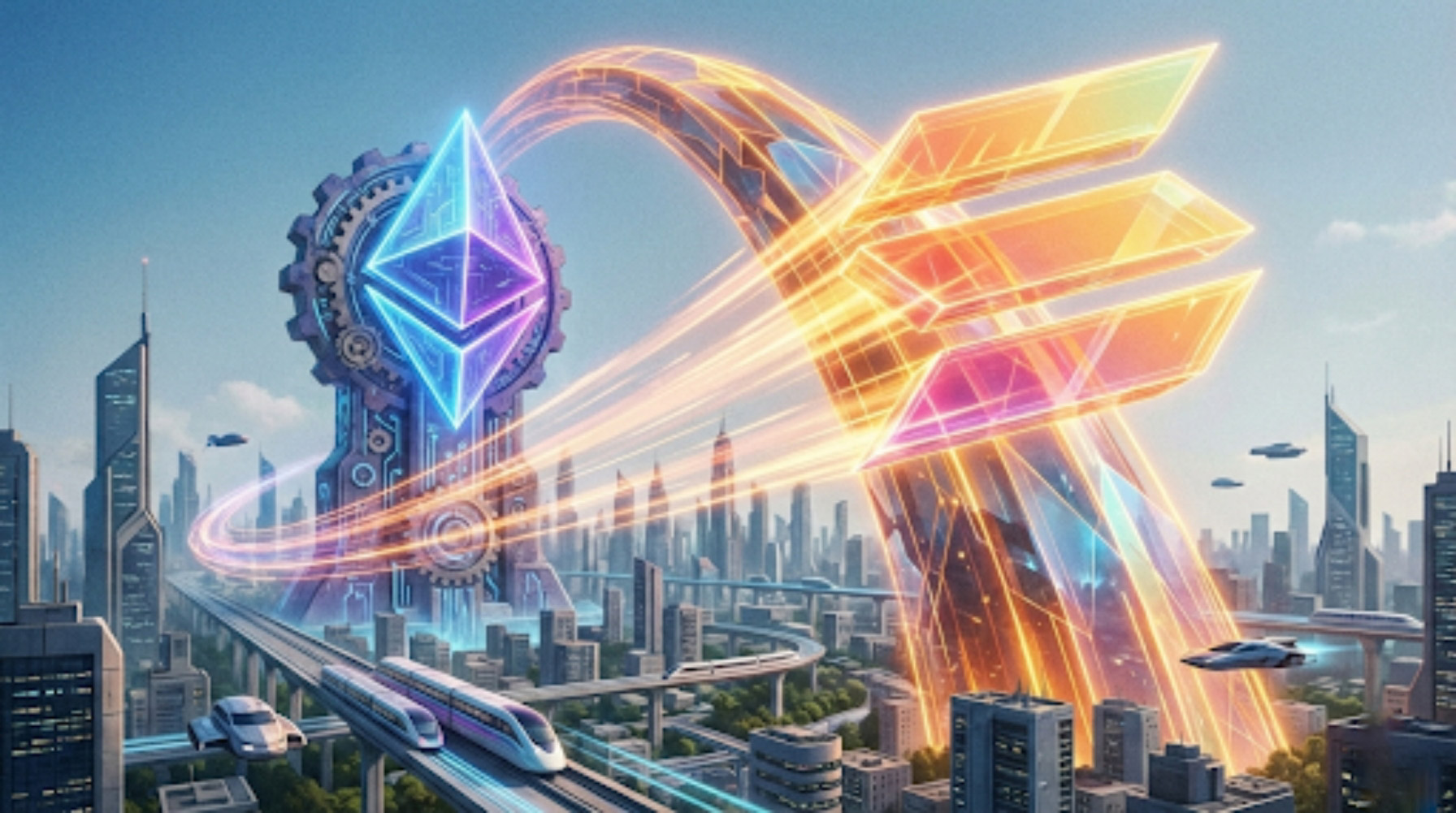 Ethereum vs. Solana: The Ultimate 2026 Investment Comparison (The “Flippening” Analysis) Split screen illustration showing Ethereum logo as a futuristic city and Solana logo as a high-speed light beam, labeled 2026 Comparison.