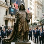 Bitcoin Breaks Below $90K: ETF Outflows and Fed Calendar Insights for Market Pressure Satoshi Nakamoto bronze statue at NYSE Wall Street Twenty One Capital installation