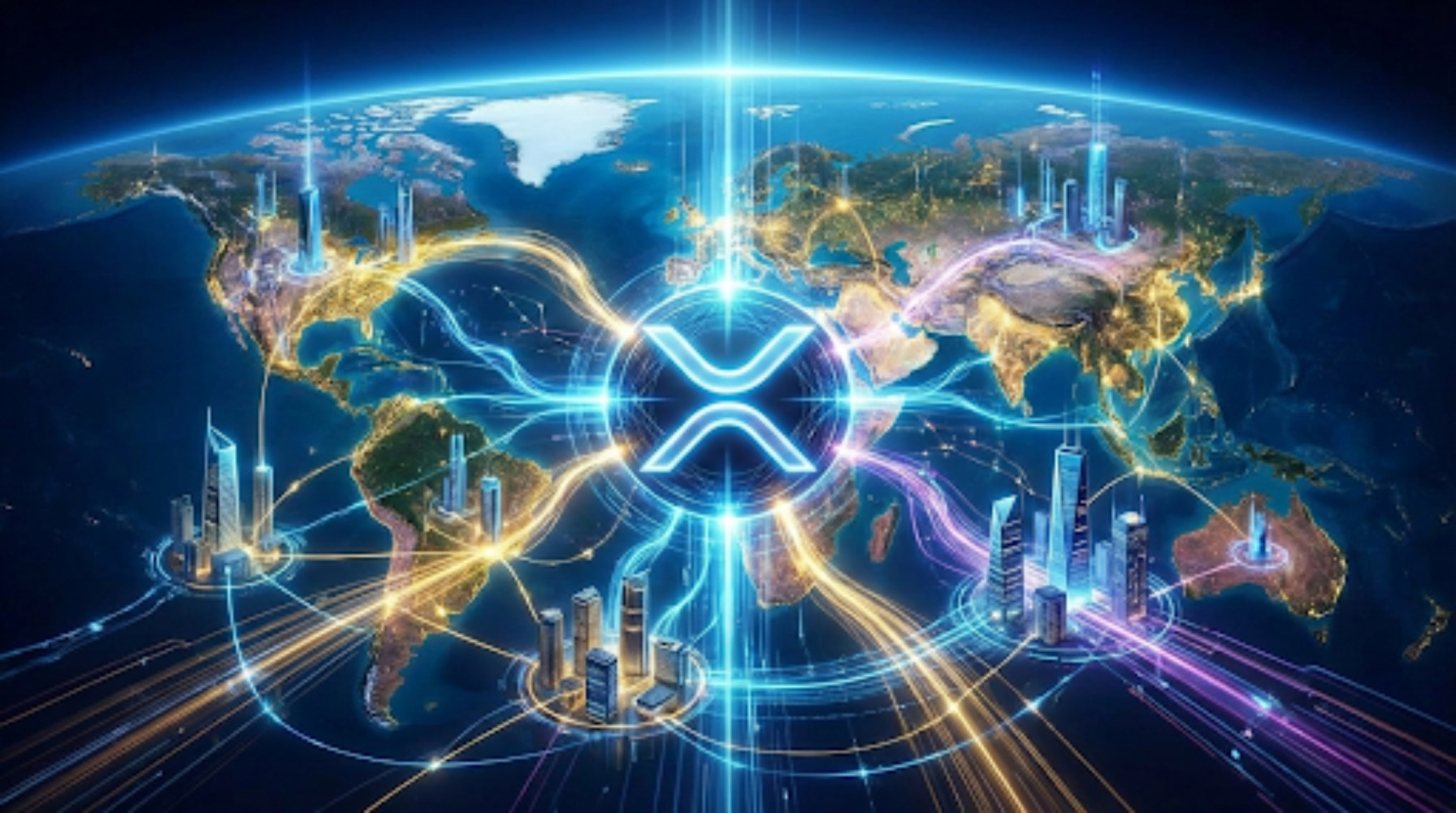 Ripple XRP coin on a digital financial network background representing its role as a bridge currency for institutional payments and RLUSD stablecoin integration in 2026.