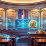 An editorial illustration representing the CLARITY Act Senate Markup and digital asset oversight in the United States.