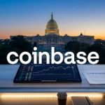 A professional wide-angle shot of the United States Senate chamber with a subtle digital overlay representing blockchain connectivity.