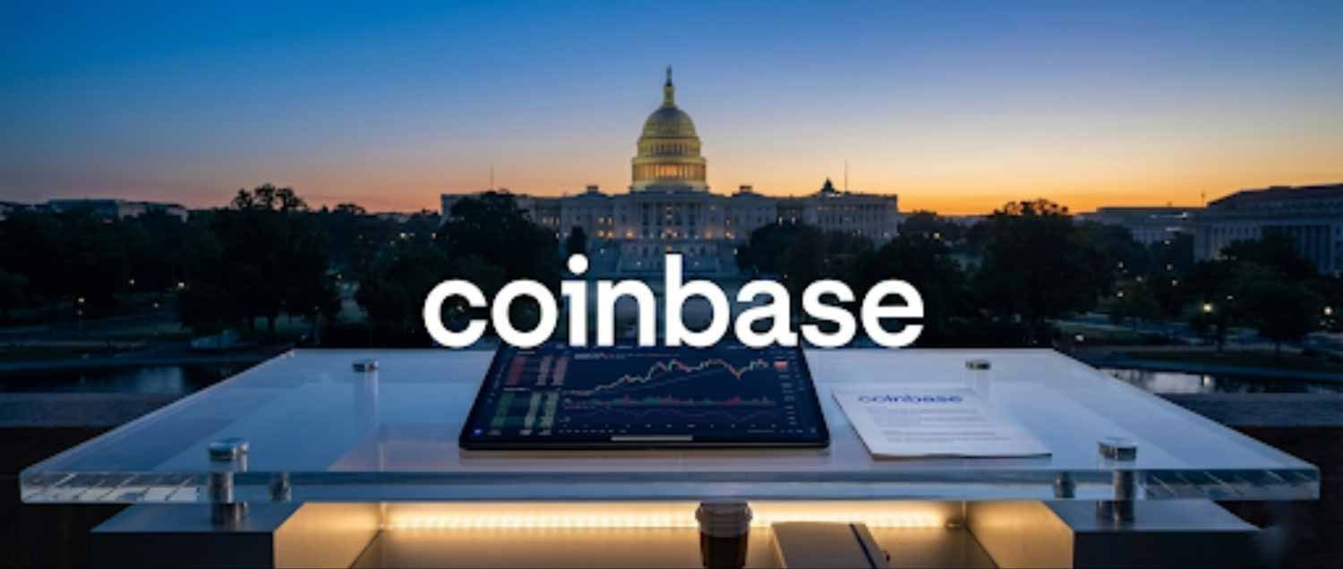 A professional wide-angle shot of the United States Senate chamber with a subtle digital overlay representing blockchain connectivity.