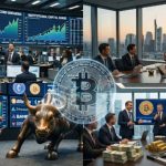 Why is Elsa price going up today ? Is this the beginning of a major project? Institutional traders analyzing 2026 Bitcoin ETF market growth and global capital reallocation data on digital displays.