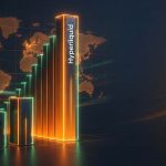 Hyperliquid leads the perp DEX volume race versus Aster and GMX in a dark, global crypto newsroom style graphic.