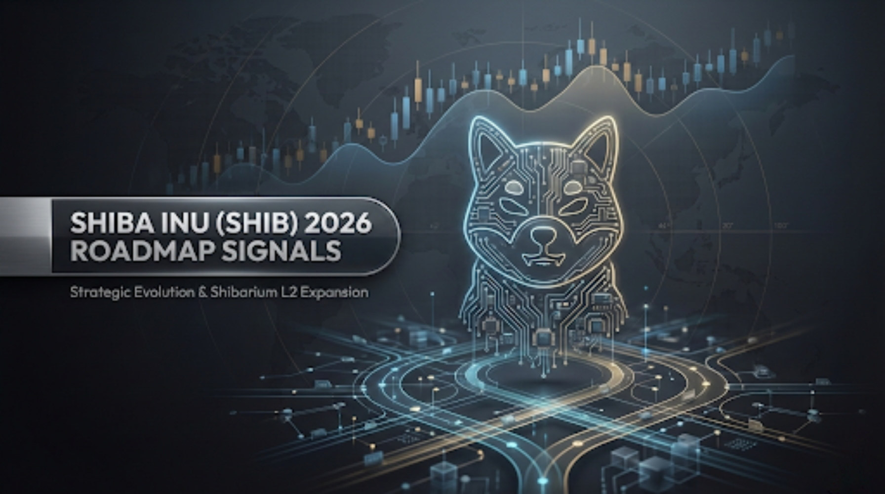 A clean editorial hero image representing Shiba Inu (SHIB) ecosystem roadmap and Shibarium in 2026, with subtle charts and a calm, premium newsroom vibe.