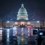 Morgan Stanley Files for Bitcoin and Solana ETFs and It Changes the US Demand Story A dramatic view of the US Capitol under a digital grid overlay, symbolizing crypto market structure rules being negotiated ahead of a Senate markup.