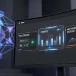 A DeFi dashboard showing restaking points, multipliers, and risk indicators over an Ethereum-style network background.