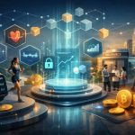 Pi Network After Mainnet: Real Adoption or Speculative Hype? Minimal 16:9 illustration showing a person jogging outdoors while wearing a smartwatch, with subtle blockchain nodes and secure digital connections visualized in the background, symbolizing tokenized health rewards, biometric verification, and insurance-linked crypto incentives in a modern, privacy-focused ecosystem.